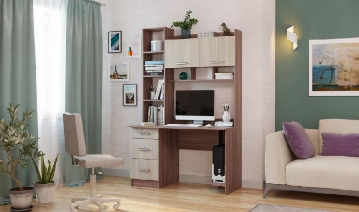 Стол компьютерный ПКС-5 (лдсп, лдсп-ясень шимо темный,  ясень шимо темный, ясень шимо светлый (ПАМИР) )