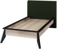 Кровать односпальная Нео (СМ 90х200) с основанием ( 90х200 , ЛДСП/ткань , дуб рокпайл-черный-бруно 8 , без подъемного мех. , без ящиков , без матраса (Регина) ) в Судаке от производителя 