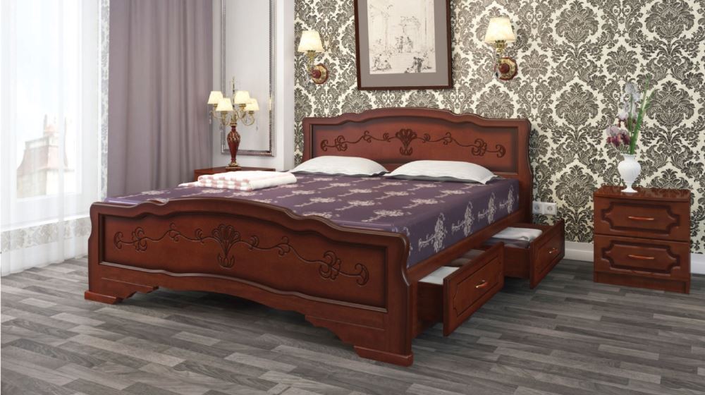 Фото Кровать односпальная Карина-6 (СМ 90х200) с выдвижными ящиками, без основания с универсальными царга от производителя Браво-мебель в Судаке по цене 26&nbsp;220 ₽