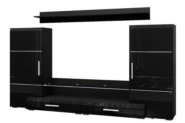 Стенка Домино (черный, черный глянец,(Браво-мебель)) Стенка Домино (черный, черный глянец,(Браво-мебель))