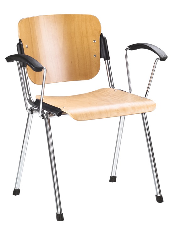 Фото Стул для посетителя Эра (Era) wood arm (хром) от производителя Новый стиль в Судаке по цене 4 840 ₽
