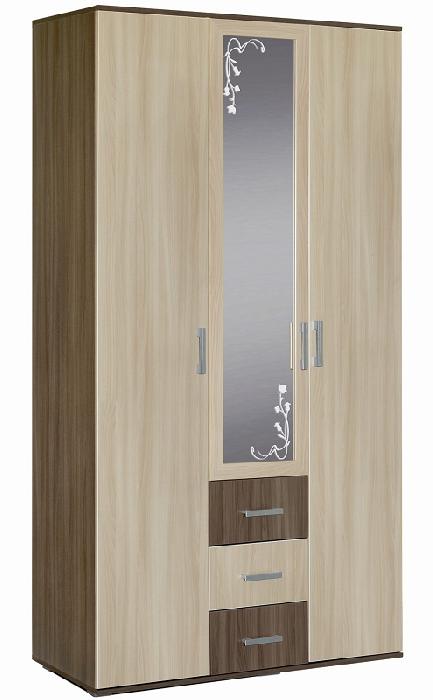 Шкаф Альтернатива (120) трехдверный (ясень шимо темный, ясень шимо светлый-ясень шимо темный,(Мебель Маркет)) Шкаф Альтернатива (120) трехдверный (ясень шимо темный, ясень шимо светлый-ясень шимо темный,(Мебель Маркет))