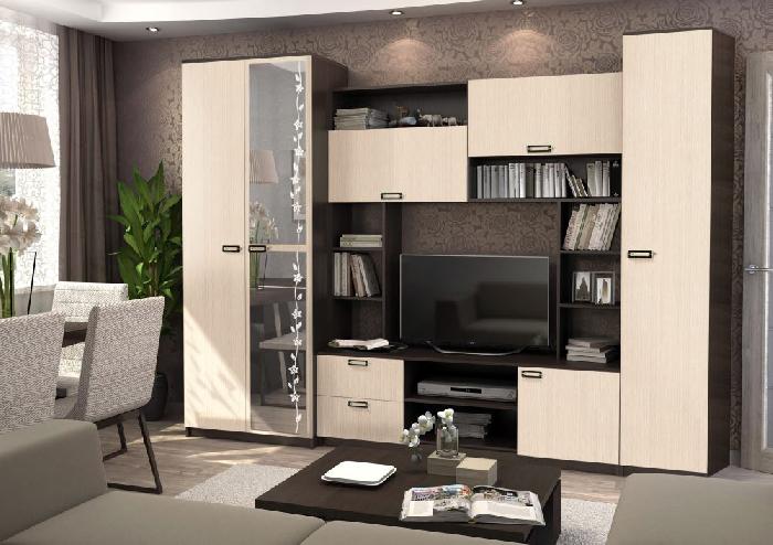 Стенка Аллегро вар.№6 ЛДСП (венге linum, дуб белфорд,(Диал)) Стенка Аллегро вар.№6 ЛДСП (венге linum, дуб белфорд,(Диал))