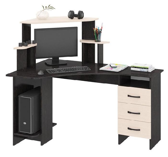 Стол компьютерный Бумеранг-3Н(М) (Л) (лдсп, лдсп-венге цаво,  венге цаво, дуб молочный (ТриЯ) )