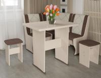 Кухонный уголок-комплект Челси мини (дуб белфорт, кожзам лен коричневый-лен бежевый (ТриЯ) ) в Судаке от производителя 