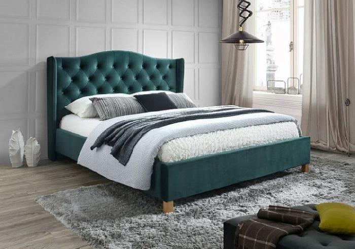 Кровать двуспальная Signal Aspen velvet bluvel (СМ 140х200) c ортопедическим основанием ( 140х200 , дерево/ткань , зеленый , без подъемного мех. , без ящиков , без матраса (Signal) ) Кровать двуспальная Signal Aspen velvet bluvel (СМ 140х200) c ортопедическим основанием ( 140х200 , дерево/ткань , зеленый , без подъемного мех. , без ящиков , без матраса (Signal) )